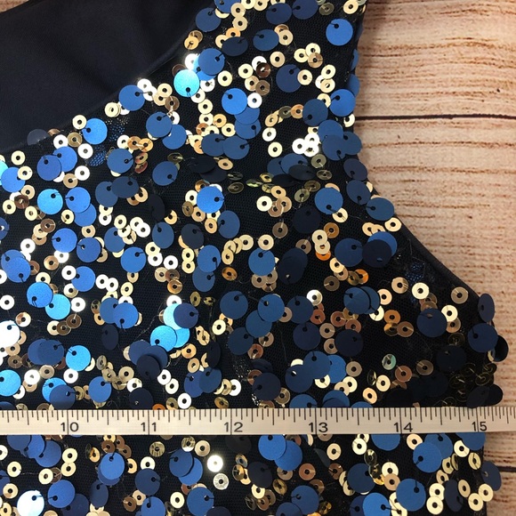 Oleg Cassini Blue Sequin Dress Size 4 - Picture 6 of 6